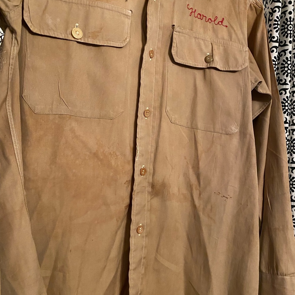 Vintage 1940s era ASHCRAFT BROS. FLYING SERVICE technician work shirt. - Picture 5 of 9